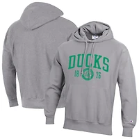 Sweat à capuche Champion pour homme, gris chiné, Oregon Ducks, modèle Established Reverse Weave
