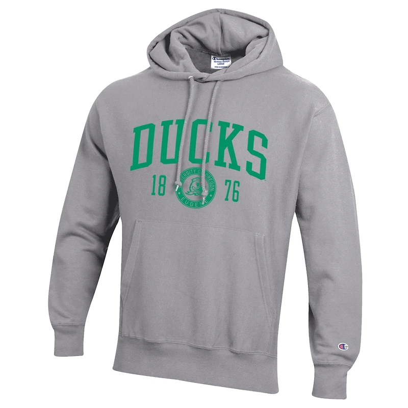 Men's Champion  Heather Gray Oregon Ducks Established Reverse Weave Hoodie
