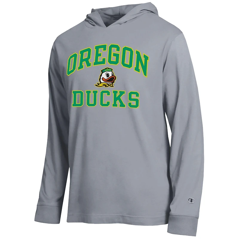 T-shirt à capuche manches longues Champion Heather Gray Oregon Ducks High Motor All-Star pour homme