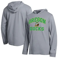 Men's Champion  Heather Gray Oregon Ducks High Motor All-Star Long Sleeve Hooded T-Shirt