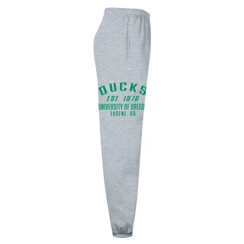 Men's Champion Heather Gray Oregon Ducks Powerblend Banded Fleece Sweatpants