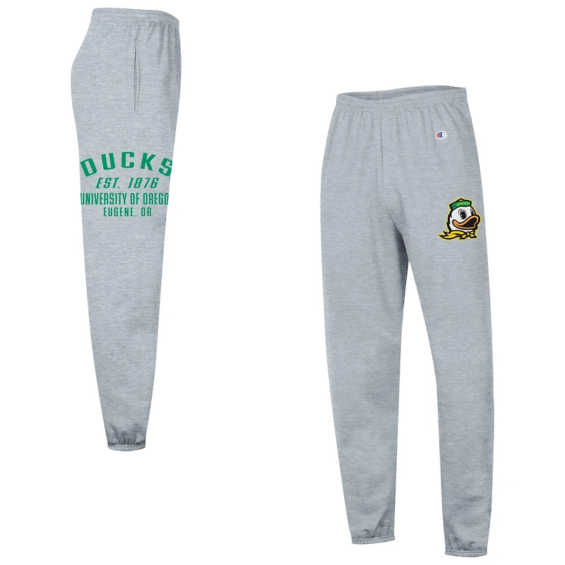 Men's Champion Heather Gray Oregon Ducks Powerblend Banded Fleece Sweatpants