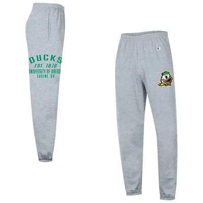 Men's Champion Heather Gray Oregon Ducks Powerblend Banded Fleece Sweatpants