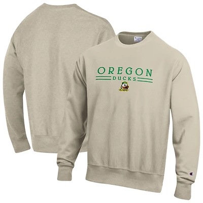 Men's Champion Oatmeal Oregon Ducks Reverse Weave Crewneck Sweatshirt
