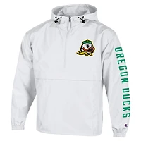 Men's Champion  White Oregon Ducks Cloud Packable Half-Zip Hooded Jacket