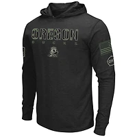 Men's Colosseum Black Oregon Ducks Big & Tall OHT Military Appreciation Tango Long Sleeve Hoodie T-Shirt