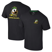 Men's Colosseum Black Oregon Ducks Logo Lockup 2-Hit Active Blend T-Shirt