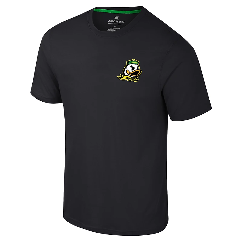 Men's Colosseum Black Oregon Ducks Logo Lockup 2-Hit Active Blend T-Shirt