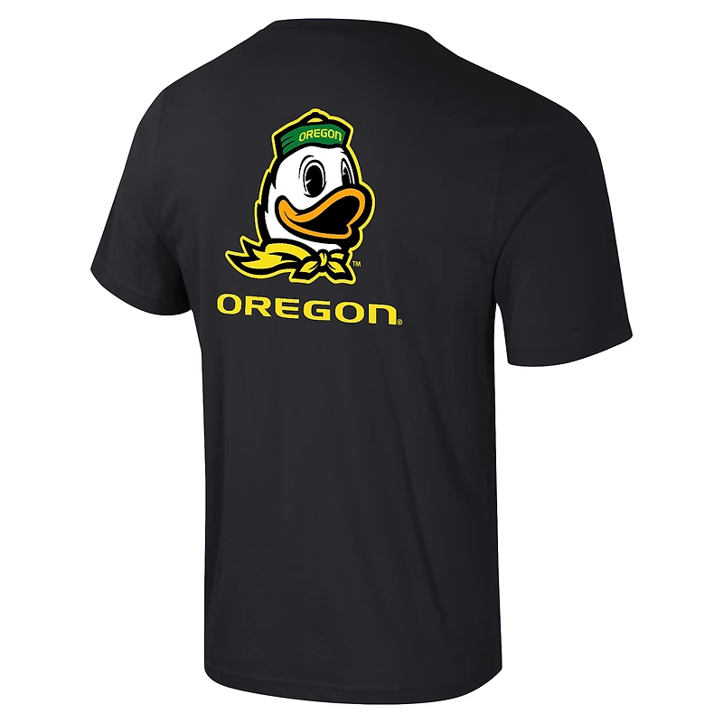 Men's Colosseum Black Oregon Ducks Logo Lockup 2-Hit Active Blend T-Shirt
