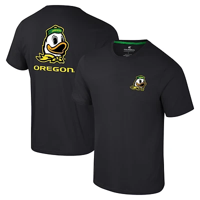 Men's Colosseum Black Oregon Ducks Logo Lockup 2-Hit Active Blend T-Shirt