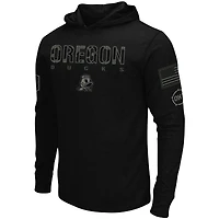Colosseum Black Oregon Ducks OHT Military Appreciation Hoodie T-shirt à manches longues pour homme