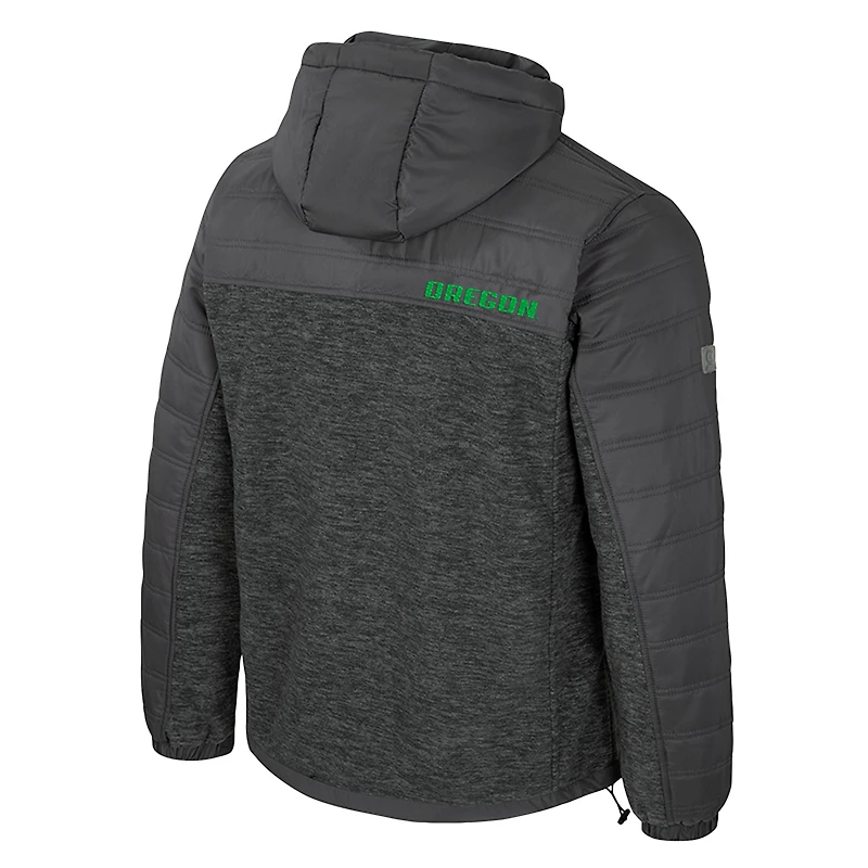 Men's Colosseum Charcoal Oregon Ducks Nightman Full-Zip Hoodie Puffer Jacket