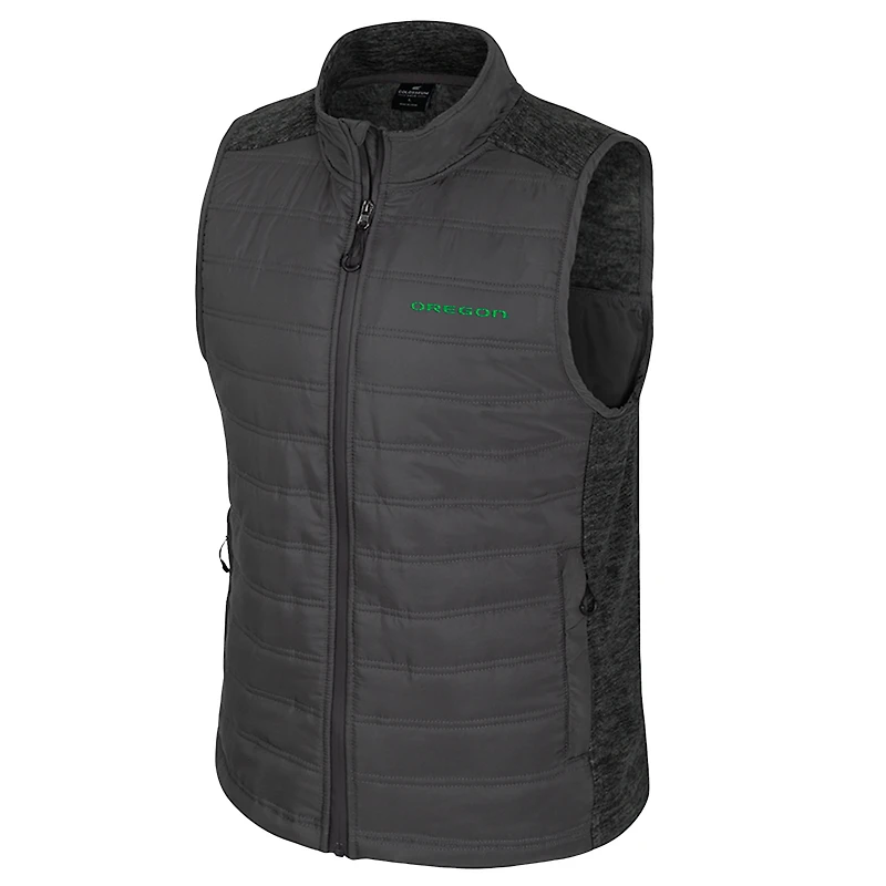 Men's Colosseum Charcoal Oregon Ducks Nightman Full-Zip Puffer Vest