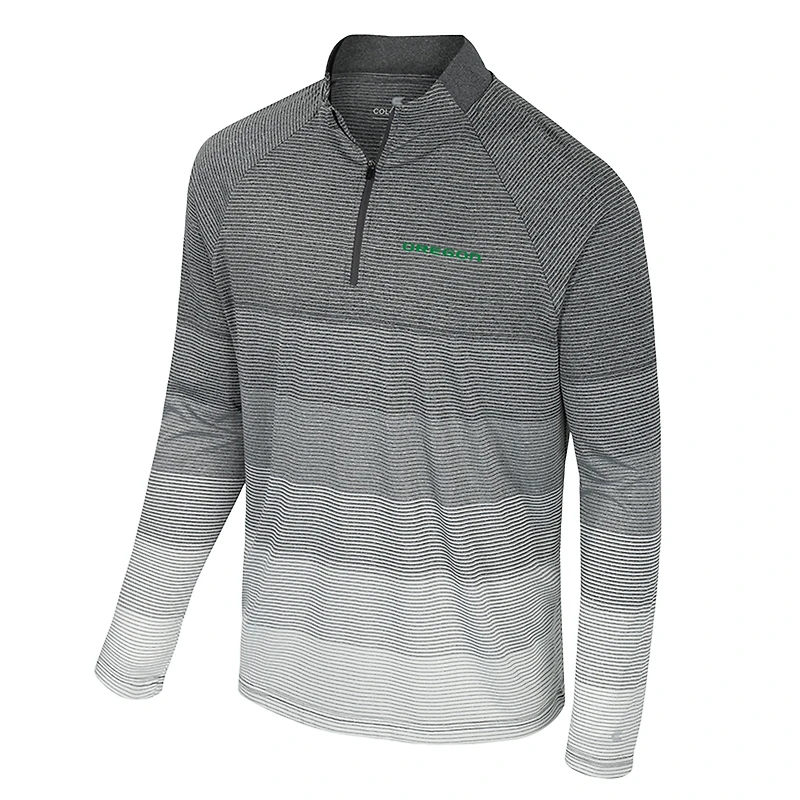 Coupe-vent raglan à glissière quart de tour en maille rayée AI Colosseum Gray pour hommes des Oregon Ducks