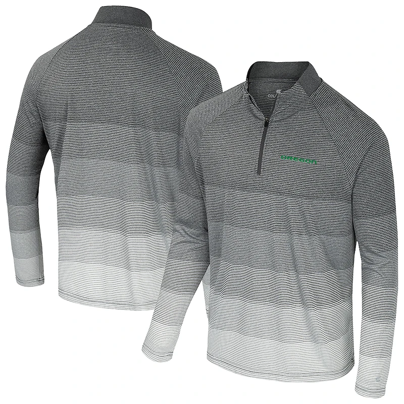 Coupe-vent raglan à glissière quart de tour en maille rayée AI Colosseum Gray pour hommes des Oregon Ducks