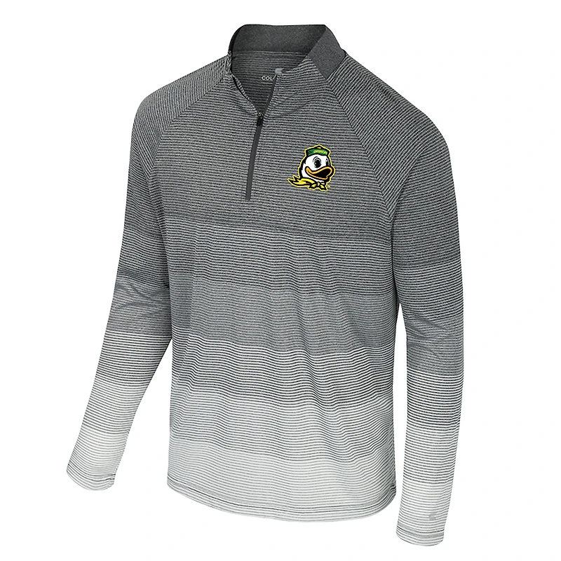Coupe-vent raglan à rayures en maille et quart de zip pour homme, gris Colosseum, Oregon Ducks AI