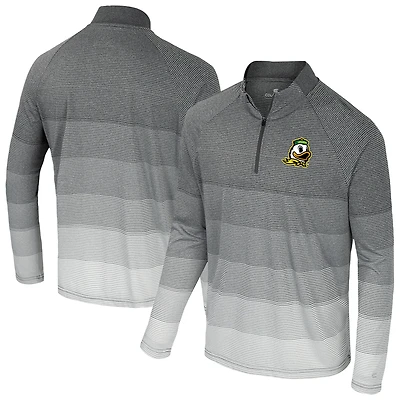 Coupe-vent raglan à rayures en maille et quart de zip pour homme, gris Colosseum, Oregon Ducks AI