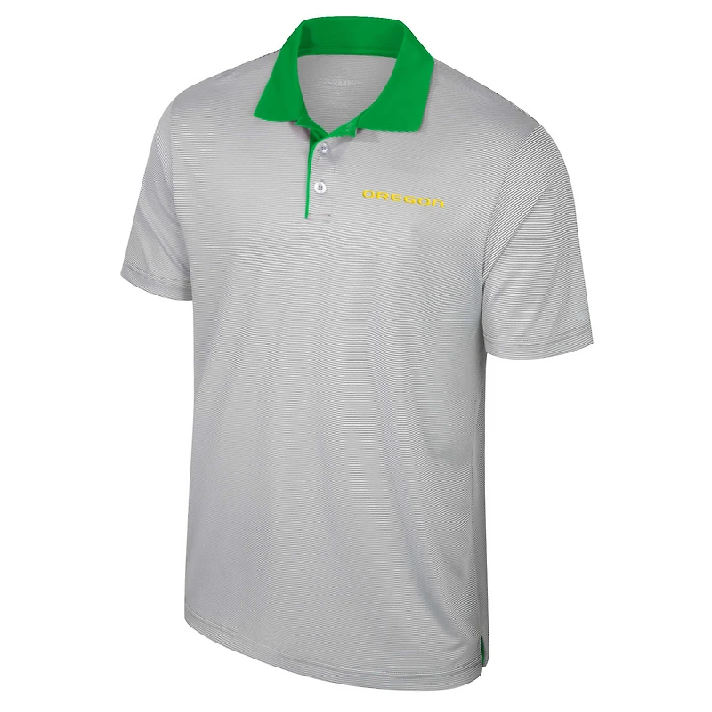 Men's Colosseum Gray Oregon Ducks Big & Tall Tuck Striped Polo