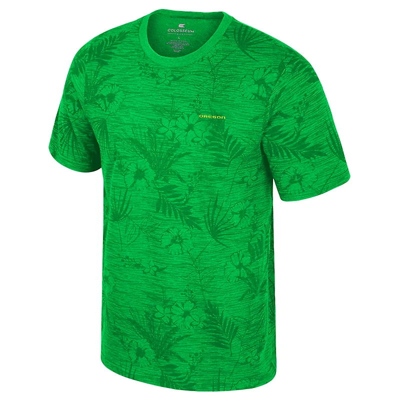 Men's Colosseum Green Oregon Ducks Floral Printed T-Shirt
