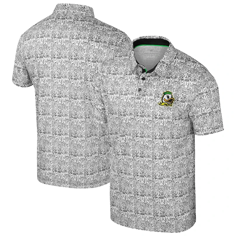 Polo homme vert Colosseum des Oregon Ducks « It's Time ! » à imprimé intégral