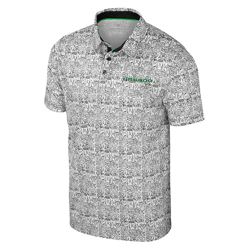 Men's Colosseum  Green Oregon Ducks It's Time! All Over Print Polo