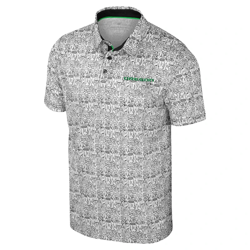 Men's Colosseum Green Oregon Ducks It's Time! Allover Print Polo