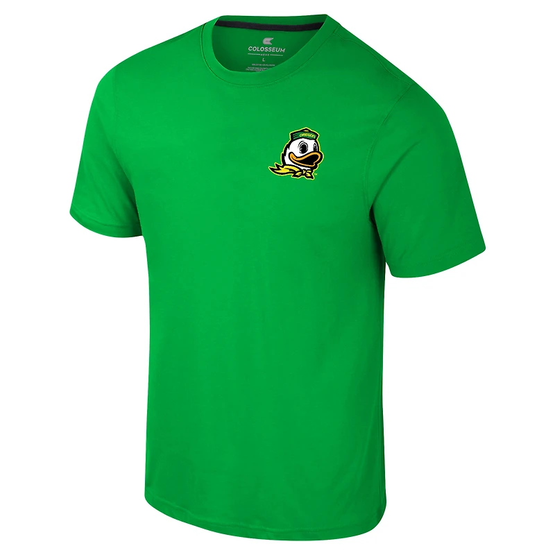 Men's Colosseum Oregon Ducks Logo Lockup 2-Hit Active Blend T-Shirt