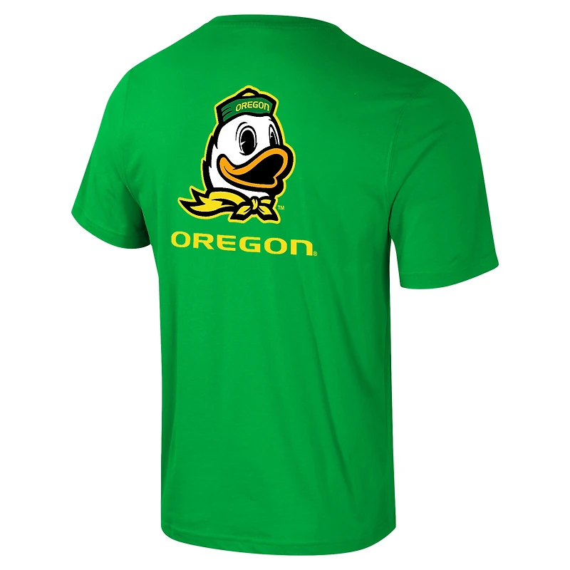 Men's Colosseum Oregon Ducks Logo Lockup 2-Hit Active Blend T-Shirt