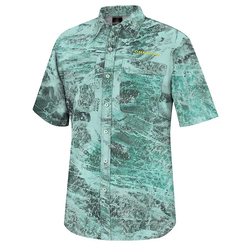 Colosseum Green Oregon Ducks Realtree Aspect Charter Chemise de pêche à boutons pour homme