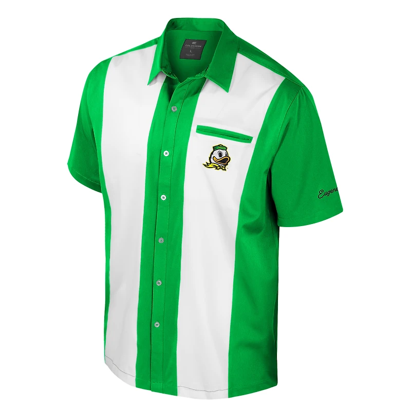 Men's Colosseum  Green Oregon Ducks Strike Bowling Button-Up Shirt