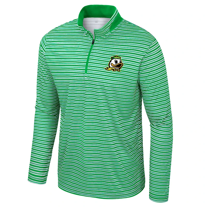 Haut rayé à glissière quart de tour pour homme Colosseum Green Oregon Ducks