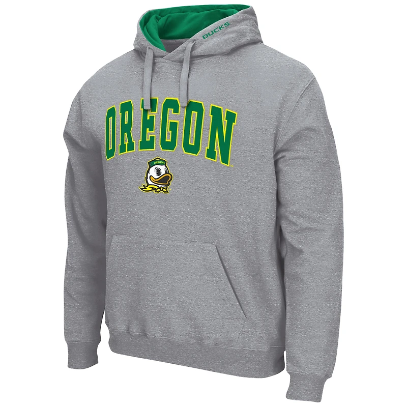 Men's Colosseum Heather Gray Oregon Ducks Arch & Logo 3.0 Pullover Hoodie