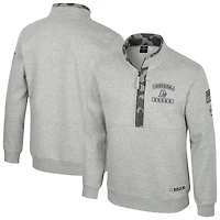 Veste polaire à fermeture éclair quart de tour Colosseum Heather Grey pour homme des Oregon Ducks OORAH OHT Military Appreciation