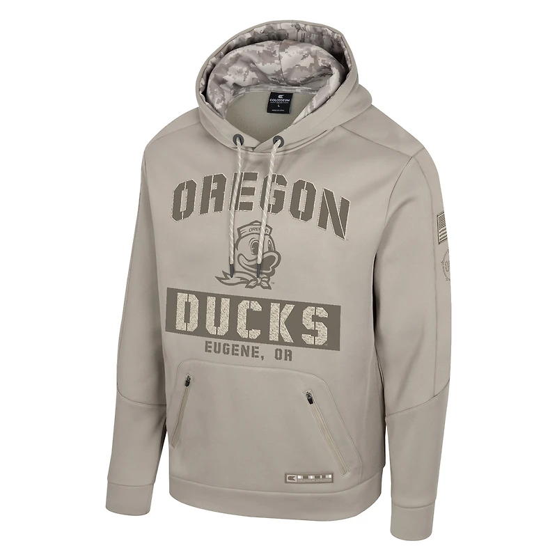 Sweat à capuche pour homme Colosseum Oatmeal Oregon Ducks Operation Hat Trick Battalion