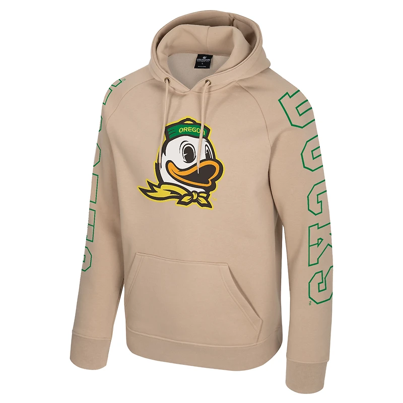 Sweat à capuche raglan Big Break des Oregon Ducks pour homme, couleur beige Colosseum
