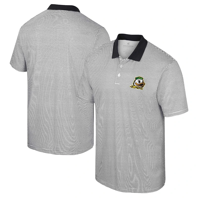 Polo Colosseum Homme Blanc/Noir Oregon Ducks Imprimé Stripe