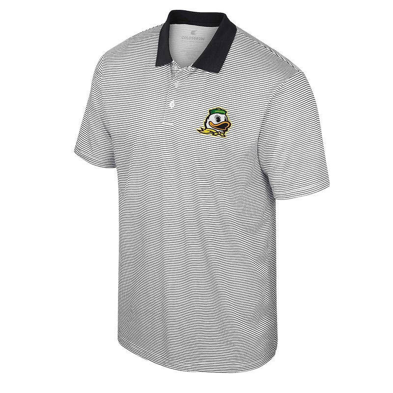 Polo Colosseum Homme Blanc/Noir Oregon Ducks Imprimé Stripe