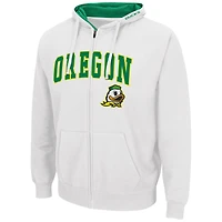 Men's Colosseum White Oregon Ducks Arch & Logo 3.0 Full-Zip Hoodie