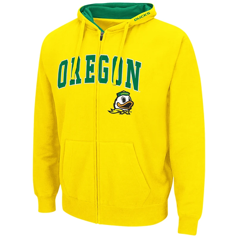 Men's Colosseum Yellow Oregon Ducks Arch & Logo 3.0 Full-Zip Hoodie