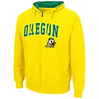 Men's Colosseum Yellow Oregon Ducks Arch & Logo 3.0 Full-Zip Hoodie