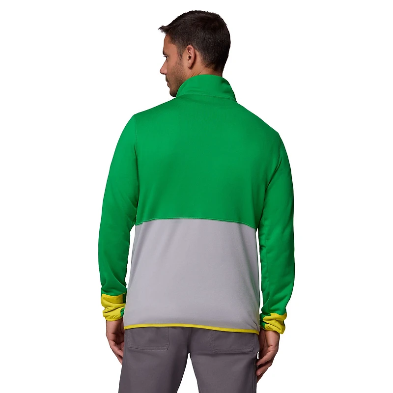 Men's Columbia Green/Gray Oregon Ducks Hike Omni-Wick Half-Zip Pullover