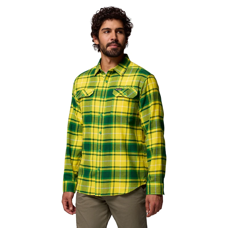 Men's Columbia  Green Oregon Ducks Flare Gun Omni-Wick Flannel Long Sleeve Button-Up Shirt