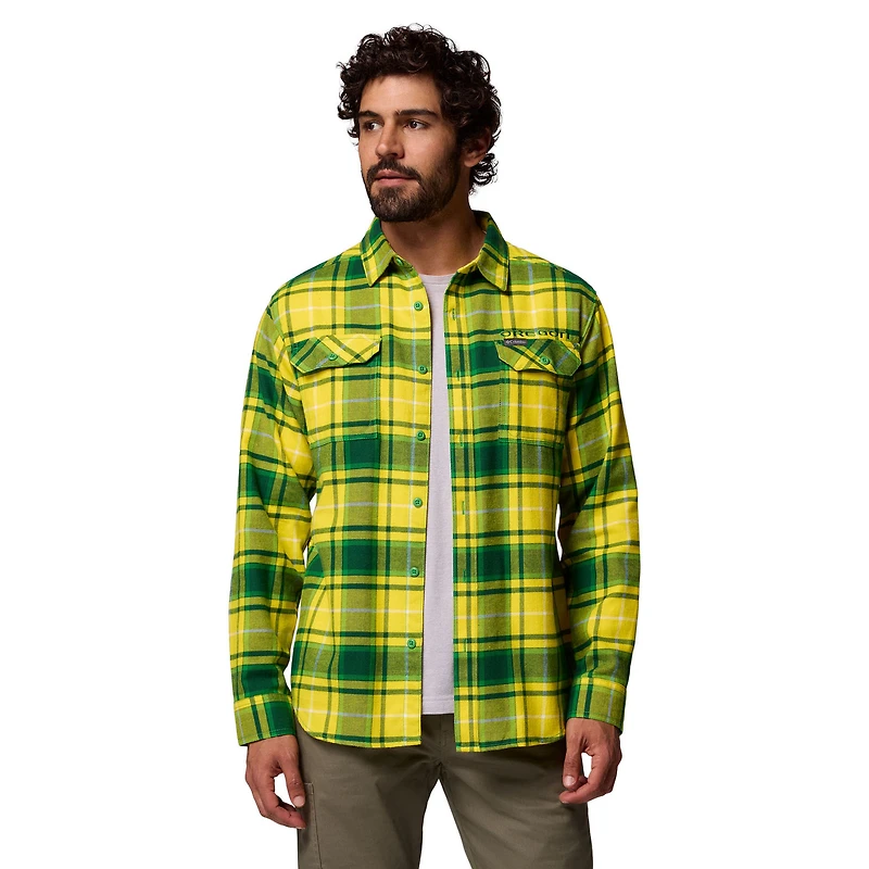 Men's Columbia  Green Oregon Ducks Flare Gun Omni-Wick Flannel Long Sleeve Button-Up Shirt