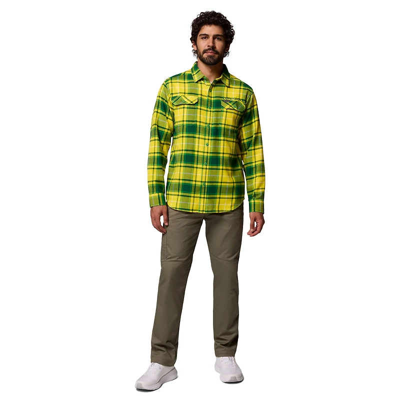 Men's Columbia  Green Oregon Ducks Flare Gun Omni-Wick Flannel Long Sleeve Button-Up Shirt