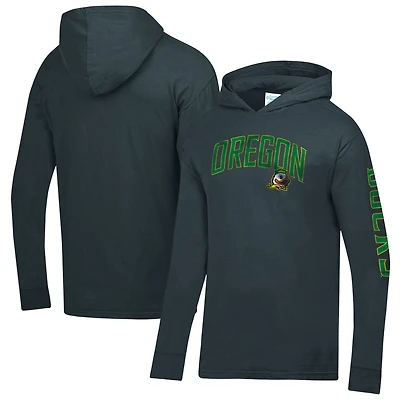 Men's ComfortWash  Charcoal Oregon Ducks Long Sleeve Hooded T-Shirt
