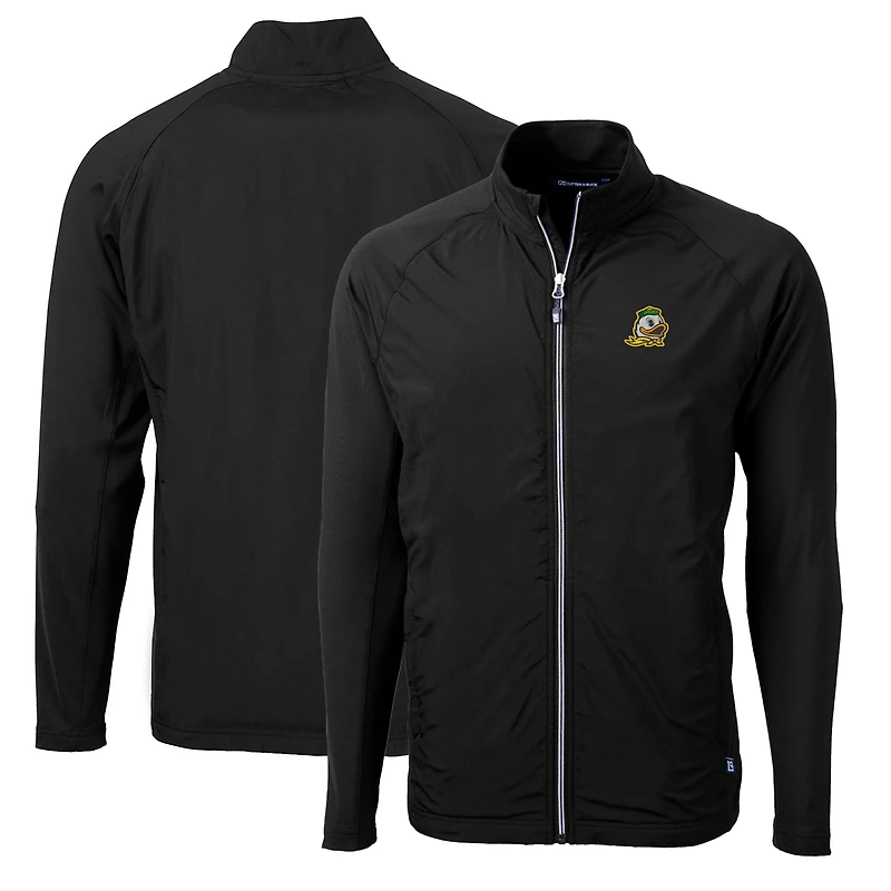 Men's Cutter & Buck Black Oregon Ducks Big Tall Adapt Eco Knit Hybrid Recycled Full-Zip Jacket