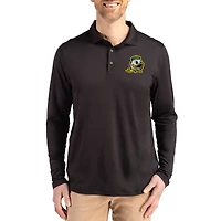 Men's Cutter & Buck  Black Oregon Ducks Primary Coastline Epic Comfort Long-Sleeve Polo