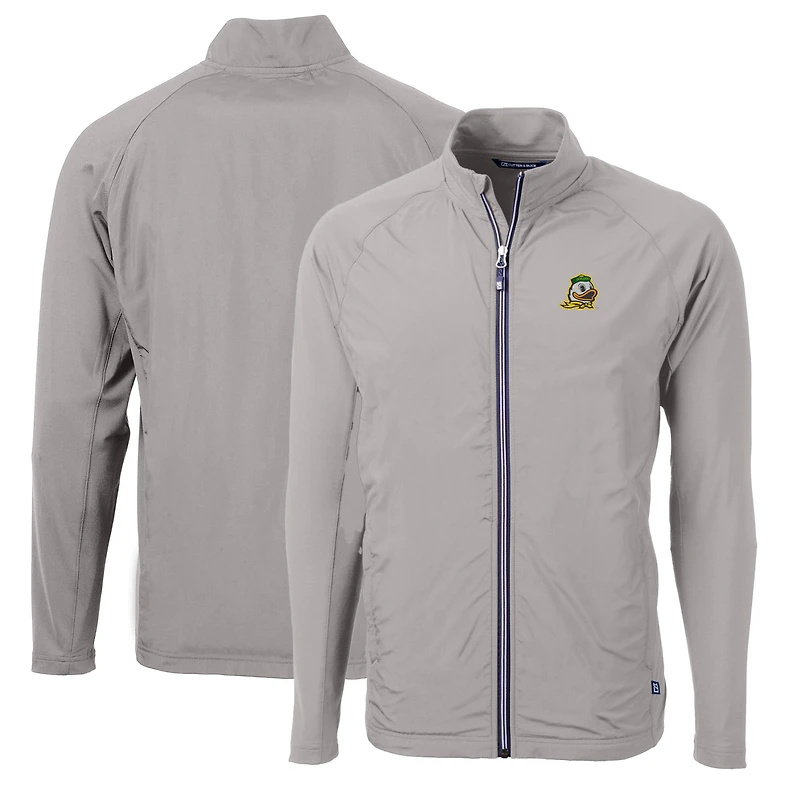 Veste hybride entièrement zippée en tricot écologique Adapt pour homme, gris, des Oregon Ducks, de taille grande et taille, tissu recyclé.