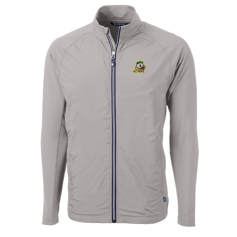 Veste hybride entièrement zippée en tricot écologique Adapt pour homme, gris, des Oregon Ducks, de taille grande et taille, tissu recyclé.