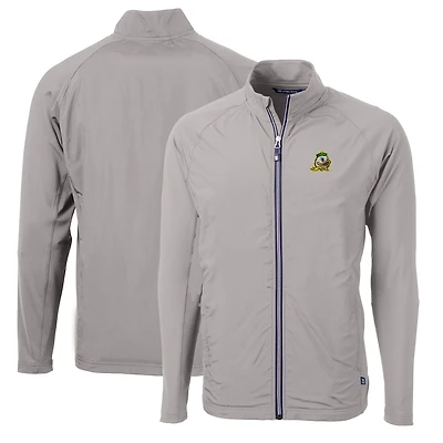 Veste hybride entièrement zippée en tricot écologique Adapt pour homme, gris, des Oregon Ducks, de taille grande et taille, tissu recyclé.